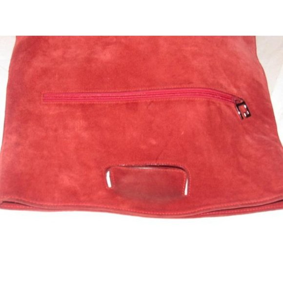 Gucci Vintage Red Suede And Leather Satchel Tote - Picture 3 of 12